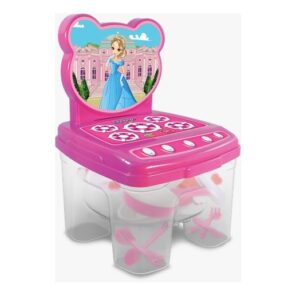 Juego Cocina, Platos y Vasos en Silla Baul