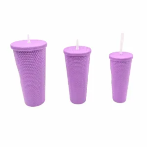 Set de 3 Vasos Con Sorbete Y Tapa