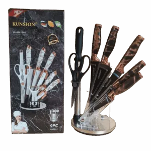 Set De Cuchillos Cocina Mango Medianoche + Soporte 5PCS