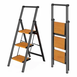 Escalera Plegable Con Barra De Seguridad 3 Escalones 114x45cm